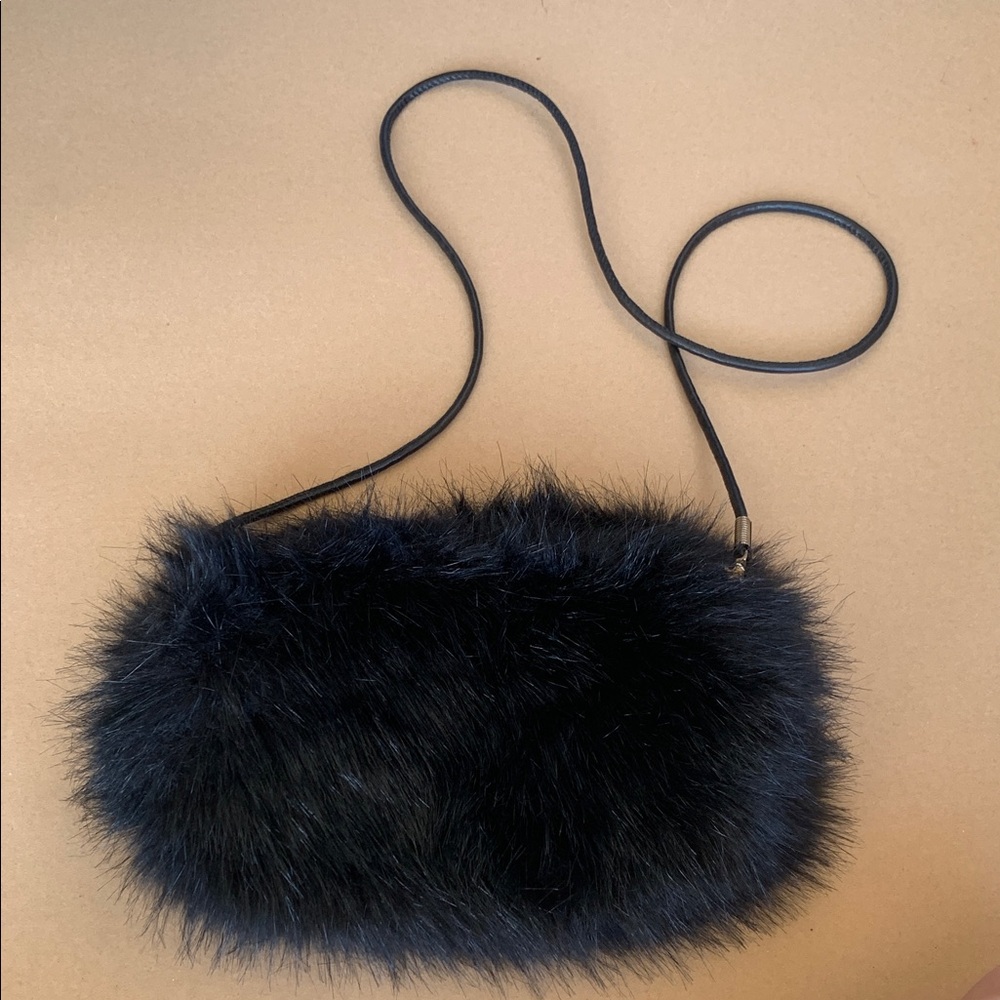 Black Faux Fur with detachable straps
